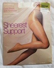 Vintage JCPenney Sheerest Soft Pantihose Average Sandalfoot White Pantyhose