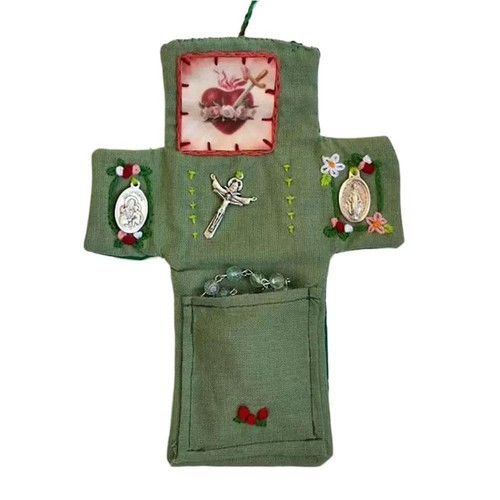 Taschenschrein mit forSilberkreuz innen enthalten, handgefertigte Gebetsdecke Tasche/ - Bild 14 von 15