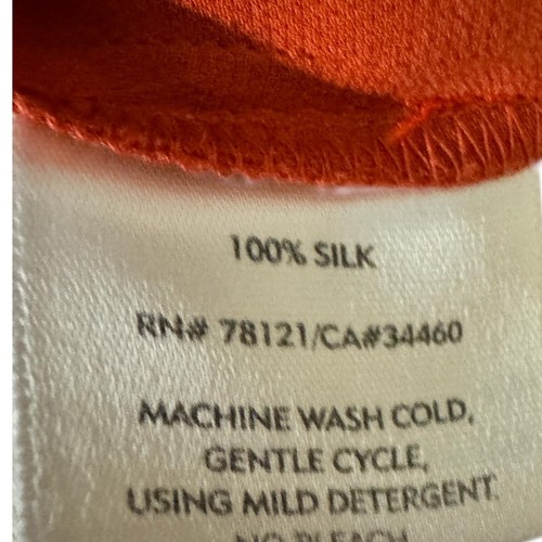 Eileen Fisher 100% Silk Wide Leg Pants High Waist Career Casual Orange L - Picture 4 of 5