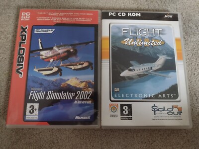MICROSOFT MS FLIGHT SIMULATOR 2002 & FLIGHT UNLIMITED III 3 - PC CD SIM BUNDLE