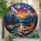 Abstract Forest Aurora Suncatcher Stained Glass Effect Hanging Decor Gift