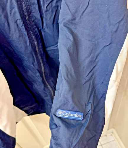 Columbia Jacket Mens Large VINTAGE 90s Blue Nylon Windbreaker Full Zip  - Picture 3 of 8