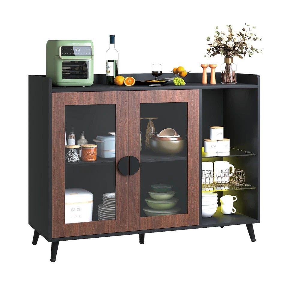 Armario de Licor 40" Bar Vino Bar Armario Aparador Buffet con LED Ajustable Nuevo Foto 4 de 4