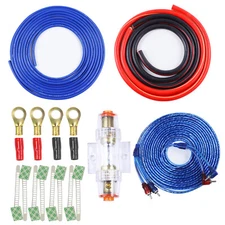2 Gauge Amp Kit Car Amplifier Install Wiring Complete Sub RCA Cables & AGU Fuse