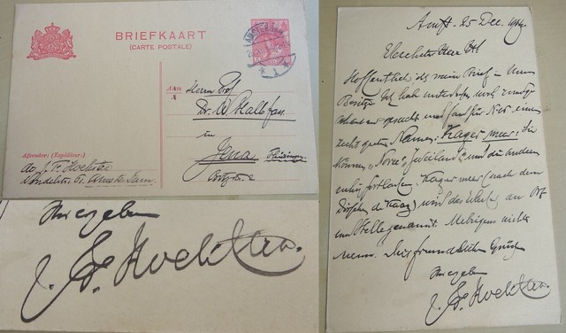 PK AMSTERDAM 1914: J.F. HOEKSTRA (Sekretär KNAG) → Wilhelm Halbfaß Name für See PK AMSTERDAM 1914: J.F. HOEKSTRA (Sekretär KNAG) → Wilhelm Halbfaß Name für See