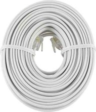 50' Feet WHITE Modular Phone/Telephone Wire Line Cord/Cable RJ11 6P4C, 50ft.