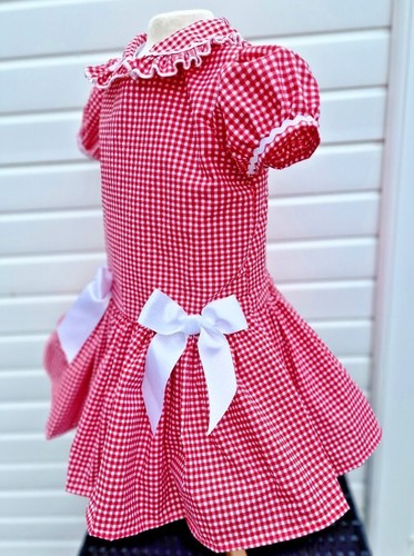 DREAM 0-8 years GIRLS gingham school uniform drop waist lined dress 4 colours - Picture 13 of 14