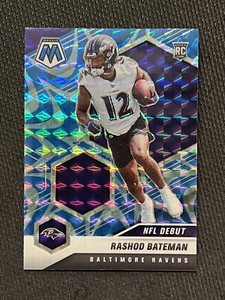 RASHOD BATEMAN 2021 MOSAIC REACTIVE BLUE PRIZM RC #249 NFL DEBUT RAVENS ROOKIE