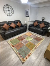 Premium Afghan Handmade Kilim Wool Chobi Reversible Rug Home Decor 203x157cm