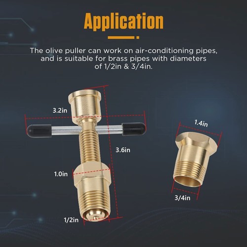 Olive Puller 1/2"&3/4" Inches Pipe Olive Remover Ferrule Solid Brass Copper Tool - Bild 8 von 13