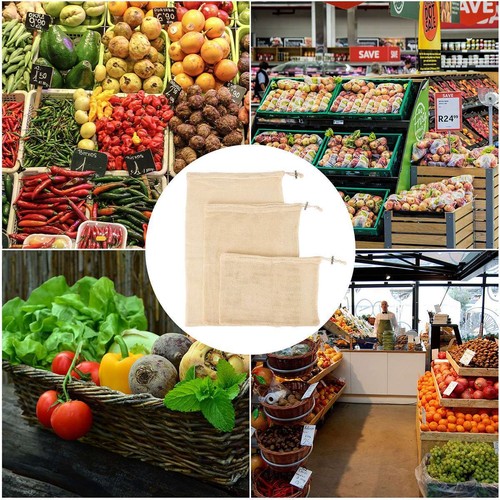 Cotton Mesh Eco-friendly Vegetable Bags Produce Reusable Vegetable Storage Fruit - Picture 12 of 15