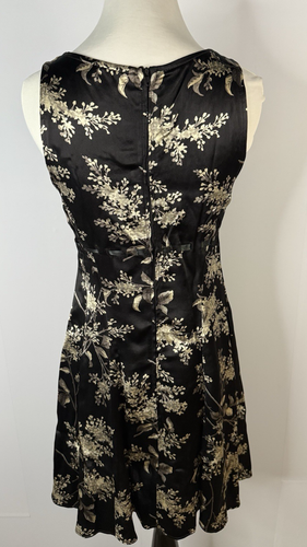 Vtg Betsey Johnson Satin Babydoll Dress Size 4 Black Asian Floral Y2K - Picture 4 of 12