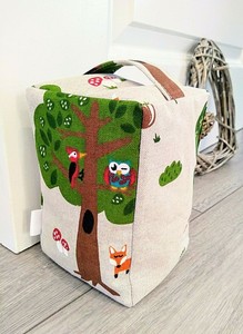 Woodland Fabric Door Stop Wedge Linen Feel Unfilled Handmade