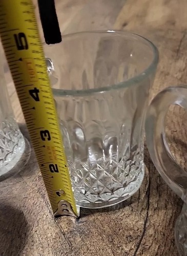 Vintage Quilted Diamond Clear Glass Mugs with Handle Set of 5 - Picture 9 of 9