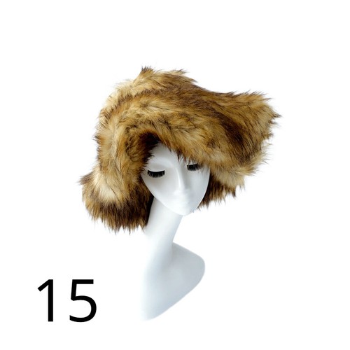 Damen Kunstfell Baggy Fischerhut warm flauschig Plüsch breite Krempe Oversized Cap Party - Bild 29 von 41