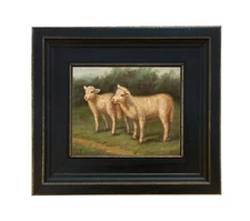 Framed Lambs Arthur Tait Painting Print on Canvas Farmhouse Decor Sheep Animal 