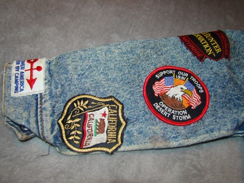 Vtg Little Levis Child's Size 5 Orange Tab Blue Denim Trucker Jacket 37 Patches - Picture 4 of 21