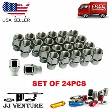 24PC CHROME 12x1.5 THREAD EXTENSION (ET) STYLE OPEN END WHEEL LUG NUTS 3/4'' HEX
