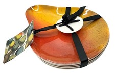 Set of 4 John Derian Target Melamine Pear Fruit Shaped Dessert Plates 9 x 7”