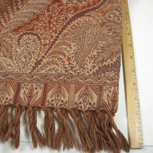 Shingora Womens Wool Blend Scarf Woven Shawl Wrap Brown 53 x 71 inch MOTH HOLES - Picture 3 of 9