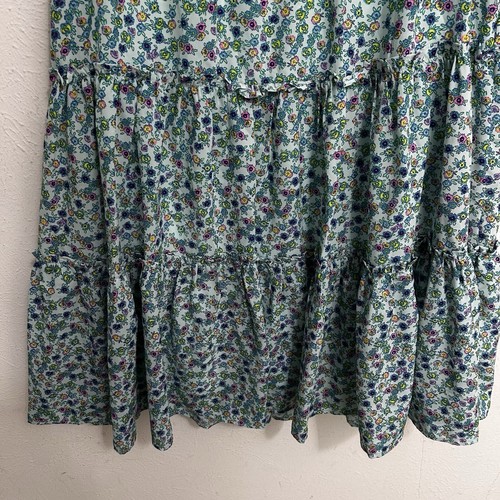 Gabby Skye Green Blue Chiffon Floral Print Ruffled Tiered Short Dress Size 12 - Picture 5 of 13