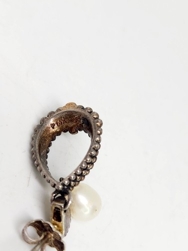 925 Sterling Silver & 14k Yellow Gold Teardrop Texture Earrings W Cultured Pearl - Picture 6 of 6