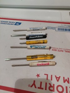 Lot-6-Vintage-Mini-Pocket-Advertising-Screwdrivers-Hubbel-Rain-bird-Oxford