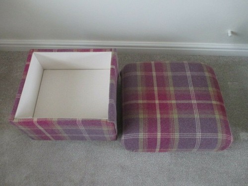 Storage Footstools Pouffes Balmoral Tartan Fabric Check Checked Scottish Ochre - Picture 6 of 55