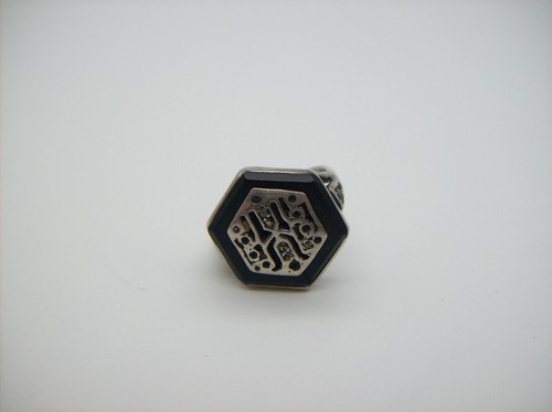 Original Art Deco 1930s Sterling Silver Black Onyx Faux Stone Ring, Germany - Picture 6 of 24