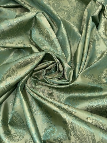 1 mtr two tone lime green self print paisley jacquard fabric.58”wide (147cm) - Picture 4 of 4