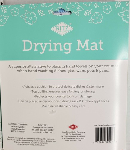 Kitchen Microfiber Drying Mat (14"x21") EASTER TOSS PEREWINKLE FLOWERS,blue,Ritz - Picture 10 of 13