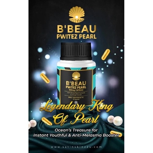 SATIN SKINZ Bbeau Pwitez Pearl Skin Whitening Supplement Anti Aging 30 Capsule