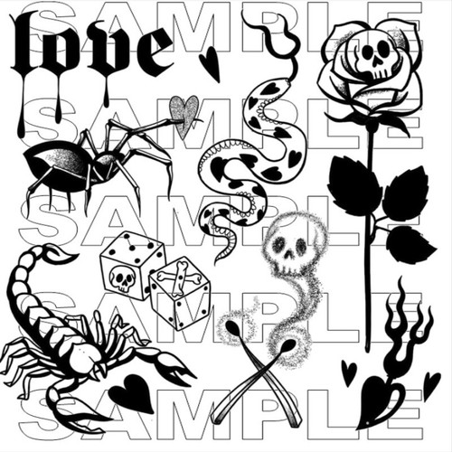 PREMIUM Tattoo Stencil Transfer Paper A4 VARIOUS QTY UK PRE PRINTED FLASH SHEETS - Picture 107 of 121