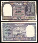 India 10 Rupees P-24 Nd 1943 Rare Unc British King George Vi Indian Money Note