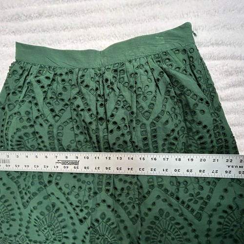Loft Women's Eyelet High Rise Scalloped Hem Casual A-Line Mini Skirt Green 6 NEW - Picture 7 of 8