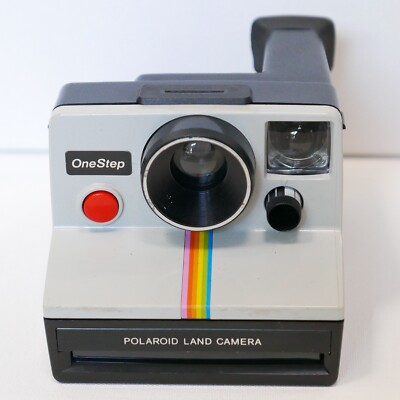 Vintage Polaroid SX-70 OneStep White Rainbow Stripe Instant Camera
