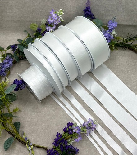 SATINBAND, Schleifenband Geschenkband, hochzeit deko doppelseitig weiss 25 m - Picture 4 of 14