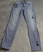 7 For All Mankind Ankle Skinny Pants Women's 27 Mid-rise Star Embroidered Casual