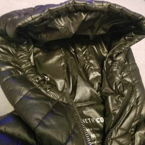 Kenneth Cole Chevron Quilted Puffer Coat Jacket Hooded NWTs Women Sz M - Picture 5 of 13