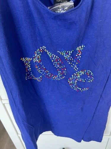 VINTAGE..UNWORN..NWT KATE MOSS TOPSHOP BLUE 'LOVE' T SHIRT SIZE AU/UK12 - Bild 5 von 8