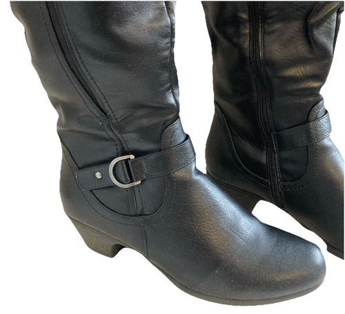 Bottes Croft & Barrow 11 M de large mollet haut équitation noir simili cuir genou haut - Photo 3/9