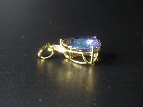 Pre-Owned 14K Yellow Gold 0.7 ctw Diamond & Blue Sapphire Openwork Acc Pendant - Picture 4 of 10