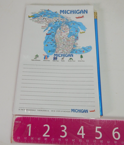 Vintage State of Michigan Notebook Pad/Pencil 8 x 5 Made in USA - Picture 4 of 4