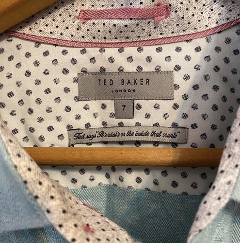 Ted Baker Linen Blend Shirt Mens Size 7 Flip Cuff Casual Button Up - Picture 3 of 4