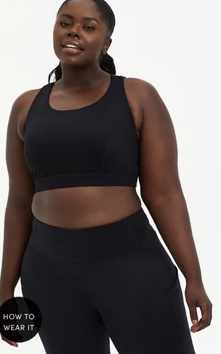 NWT TORRID Black LATTICE Back Wicking Sports Bra Size 0X Plus L/XL 12 Strappy - Picture 3 of 5