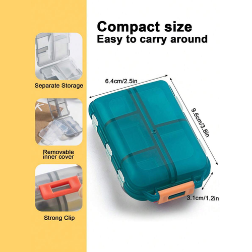 Portable 10-Compartment Pill Box, Double-Layer Small Medicine Storage Best Case - Picture 3 of 16