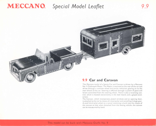 Meccano Model Plan 10.29 / 9.9 Car and Caravan - Picture 1 of 1