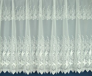 DEEP EMBROIDERED FLORAL BASE VIENNA WHITE LACE NET CURTAIN SOLD BY THE METRE DEEP EMBROIDERED FLORAL BASE VIENNA WHITE LACE NET CURTAIN SOLD BY THE METRE