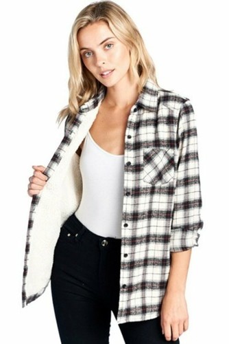 Damen Flanell Hemd Oberteil Button Down kariert Karo Ci SONO PTP50 SHERPA FUTTER - Bild 14 von 14