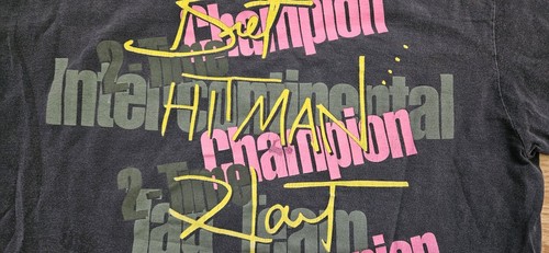 T-shirt vintage anni 90 WWF Bret The Hitman Hart Wrestling double face XXL 2XL Fade - Foto 8 di 14